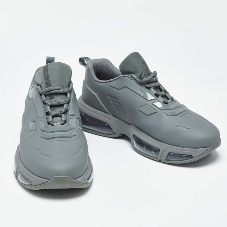 Pre Owned Prada Collision 19 LR Size 41.5 Grey Technical Fabric and Rubber Lace Up Sneakers