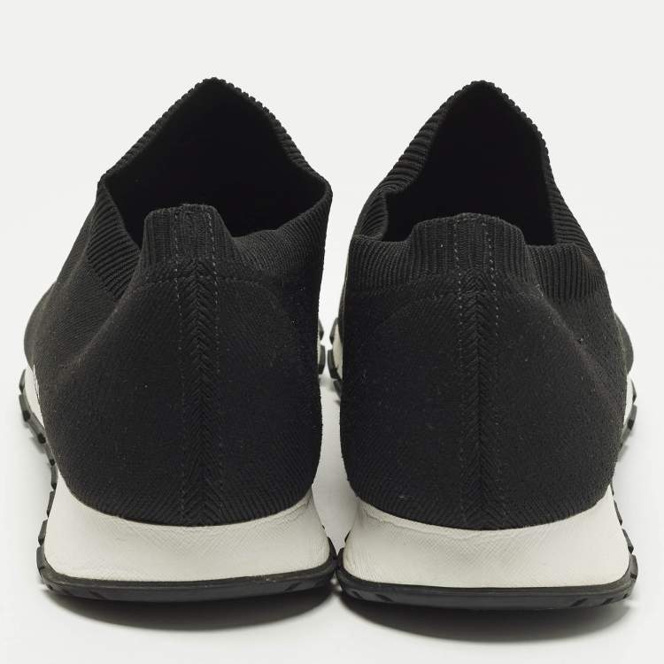Pre Owned Prada Size 44 Black Knit Fabric Slip On Sneakers