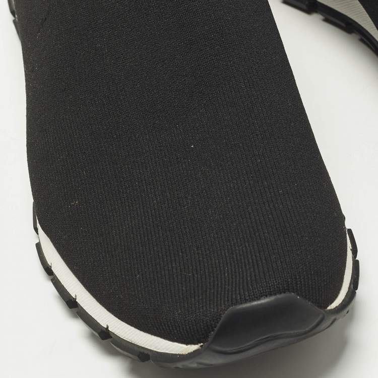 Pre Owned Prada Size 44 Black Knit Fabric Slip On Sneakers
