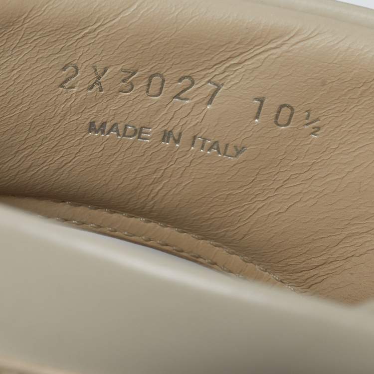 Pre Owned Prada Size 44.5 Cream Leather Double Strap Flat Sandals