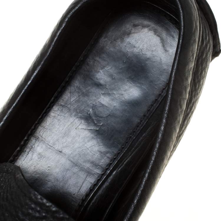 Pre Owned Prada Black Leather Slip On Loafers Size 42.5