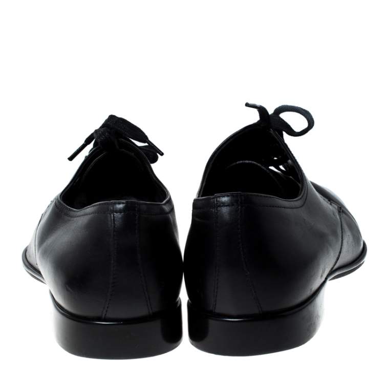 Pre Owned Prada Black Leather Lace Up Oxfords Size 41