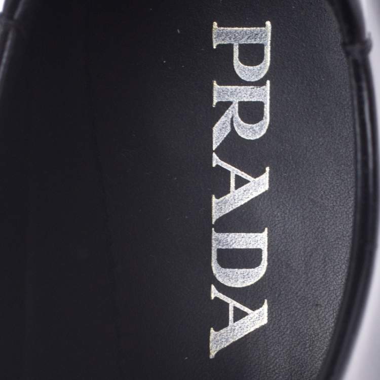 Pre Owned Prada Black Leather And Rubber Cap Toe Lace Up Oxfords Size 41