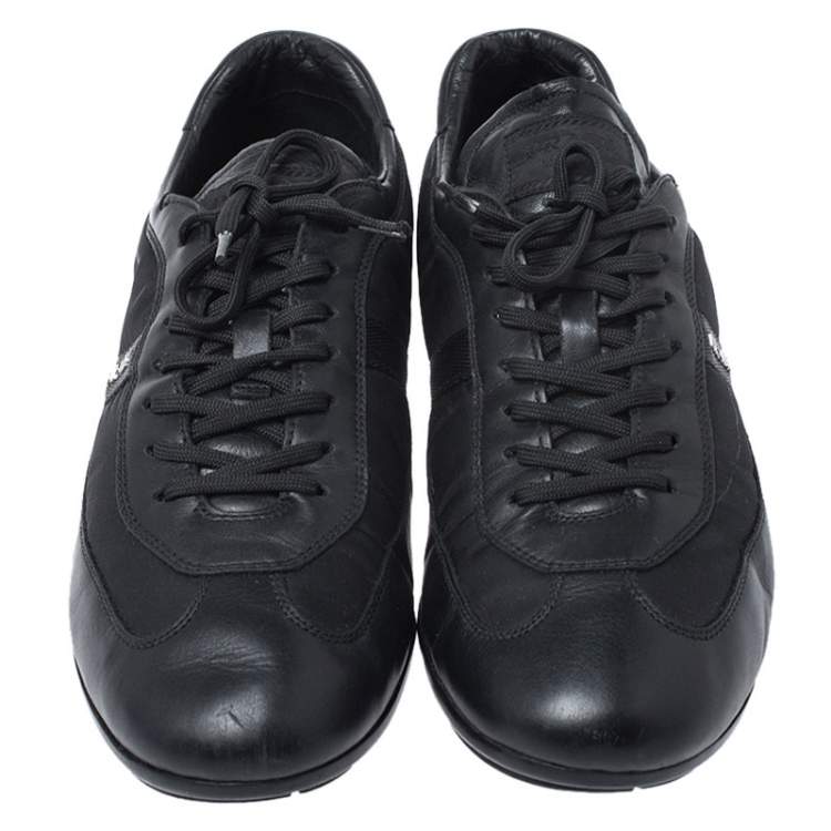 Pre Owned Prada Black Leather and Nylon Trainers Sneakers Size 42