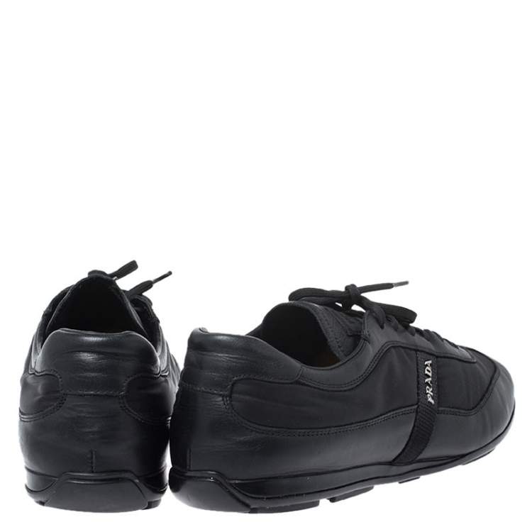 Pre Owned Prada Black Leather and Nylon Trainers Sneakers Size 42