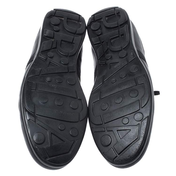 Pre Owned Prada Black Leather and Nylon Trainers Sneakers Size 42