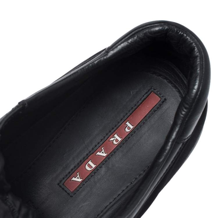 Pre Owned Prada Black Leather and Nylon Trainers Sneakers Size 42