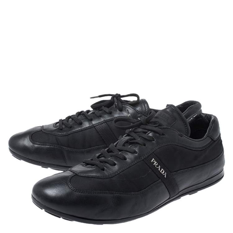 Pre Owned Prada Black Leather and Nylon Trainers Sneakers Size 42