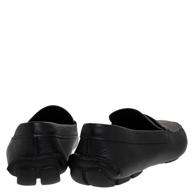 مملوكة مسبقًا Prada Black/Brown Leather Penny Loafers Size 42