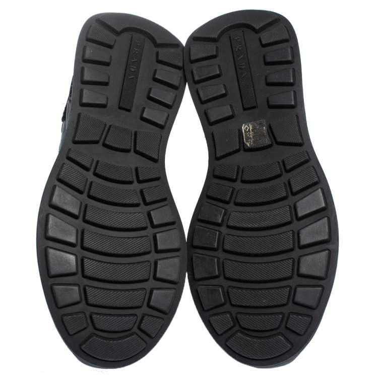 Pre Owned Prada Black Mesh, Suede And Leather Slip On Ankle Boots Size  41.5