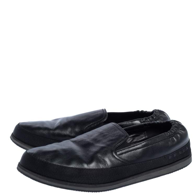 Pre Owned Prada Sports Black Leather Scrunch Slip On Sneakers Size 41.5