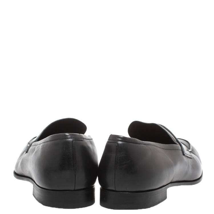 Pre Owned Prada Black Leather Penny Loafers Size 44