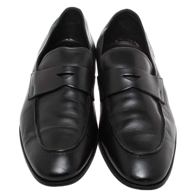 Pre Owned Prada Black Leather Penny Loafers Size 44