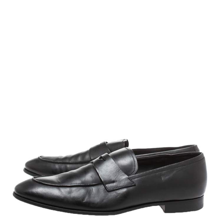 Pre Owned Prada Black Leather Penny Loafers Size 44