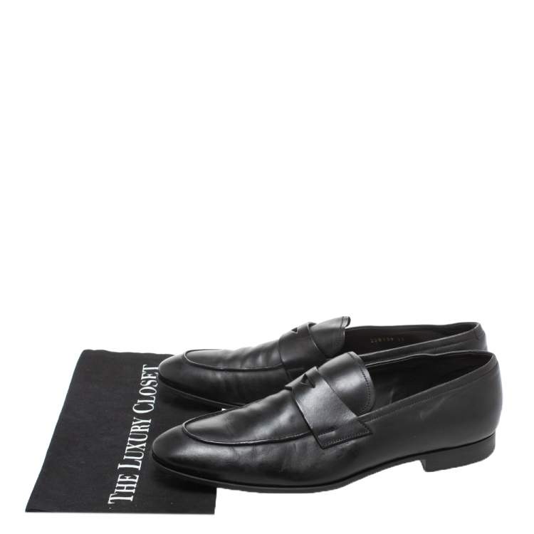 Pre Owned Prada Black Leather Penny Loafers Size 44