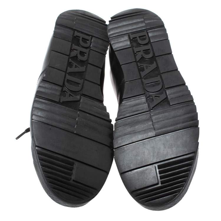 Pre Owned Prada Sports Black Leather Lace Low Top Sneakers Size 42