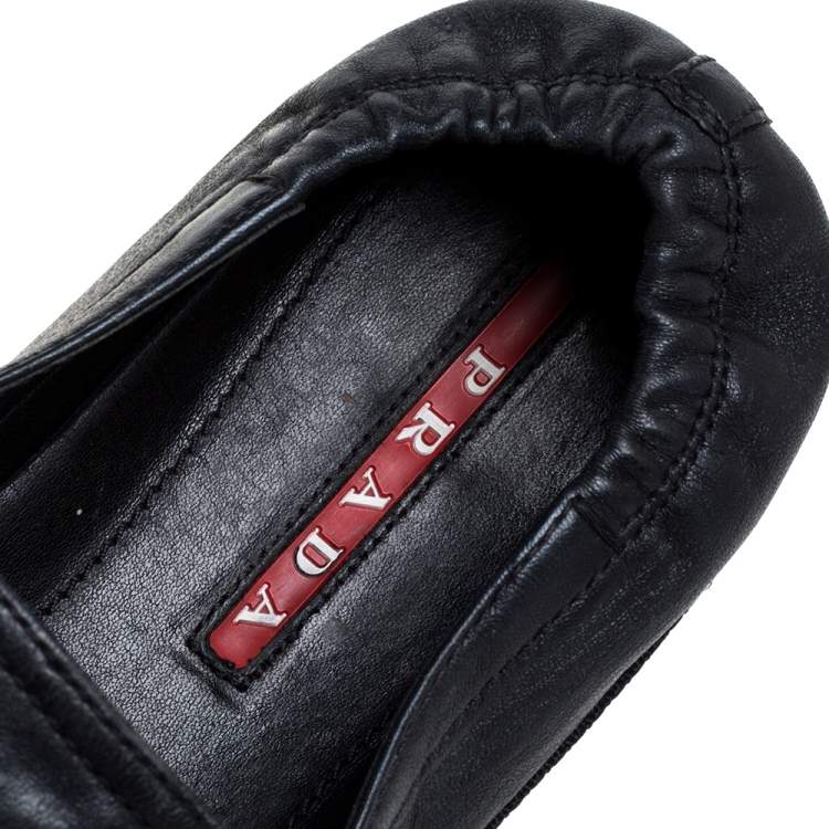 Pre Owned Prada Black Leather Slip On Sneakers Size 41