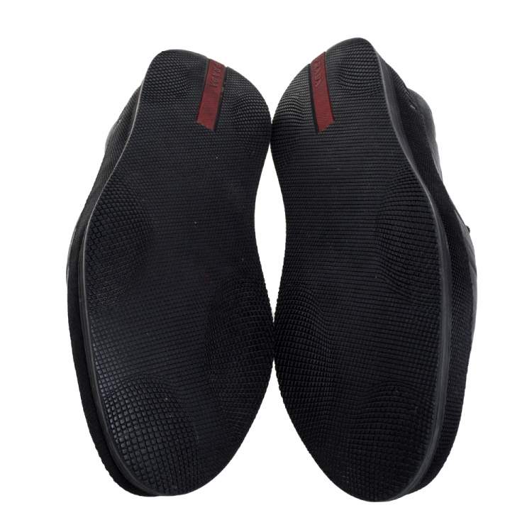 Pre Owned Prada Black Leather Slip On Sneakers Size 41
