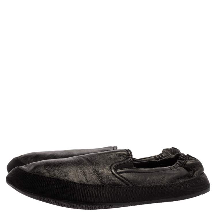 prada black leather shoes