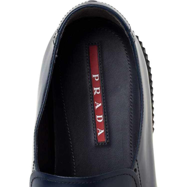 Pre Owned Prada Blue Leather Brogue Slip -On Sneakers Size 44