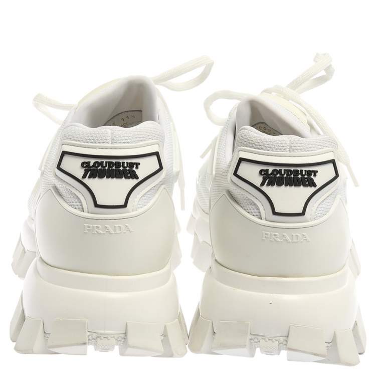 Pre Owned Prada White Mesh And Rubber Cloudbust Thunder Low Top Sneakers Size 45.5