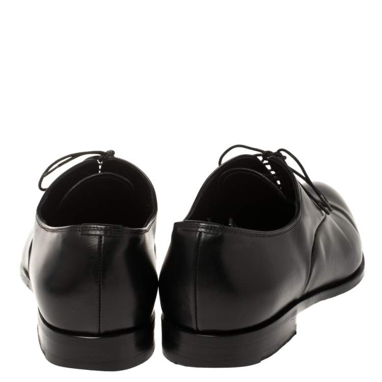 Pre Owned Prada Black Leather Lace-Up Oxfords Size 41