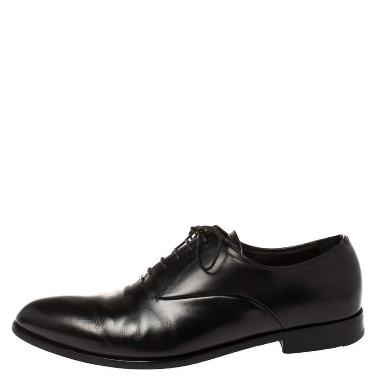 Pre Owned Prada Black Leather Lace-Up Oxfords Size 41