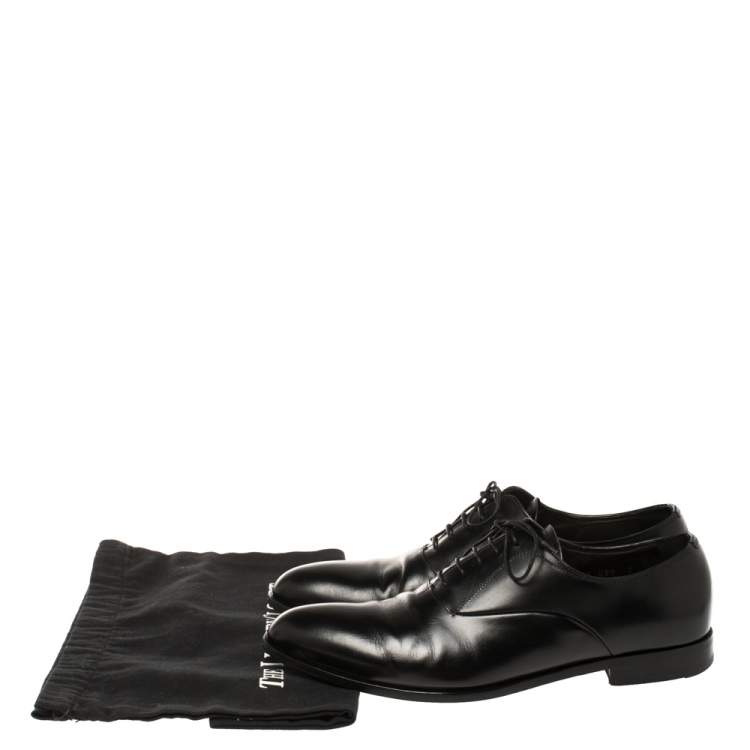 Pre Owned Prada Black Leather Lace-Up Oxfords Size 41