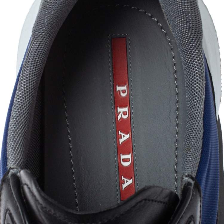 Pre Owned Prada Multicolor Nylon and Leather Low Top Sneakers Size 44