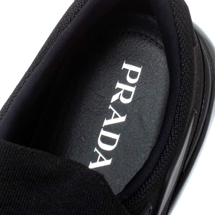 Pre Owned Prada Black Mesh and Rubber Cloudbust Sneakers Size 45