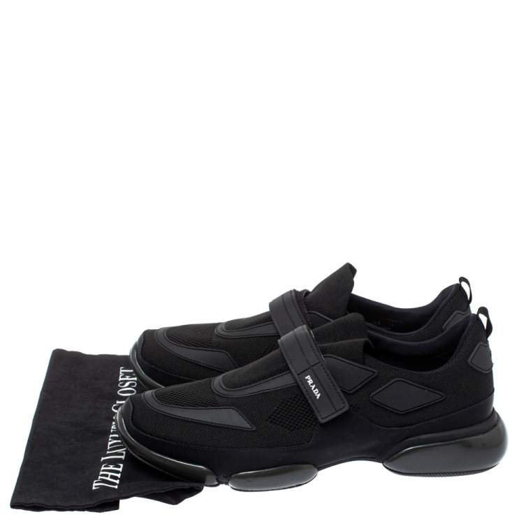Pre Owned Prada Black Mesh and Rubber Cloudbust Sneakers Size 45