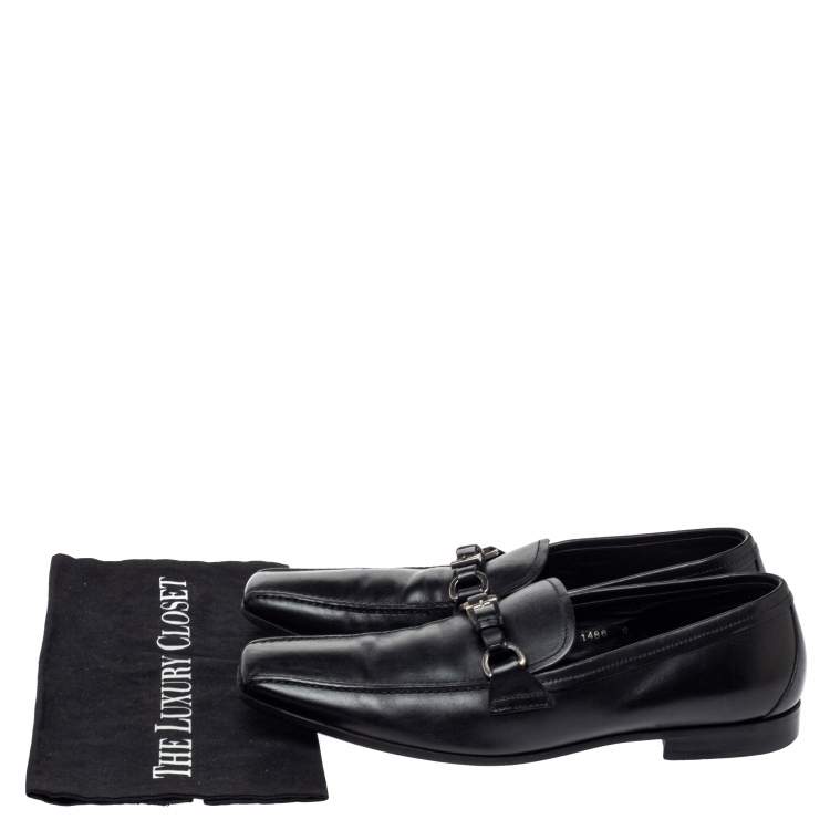Pre Owned Prada Black Leather Loafers Size 42