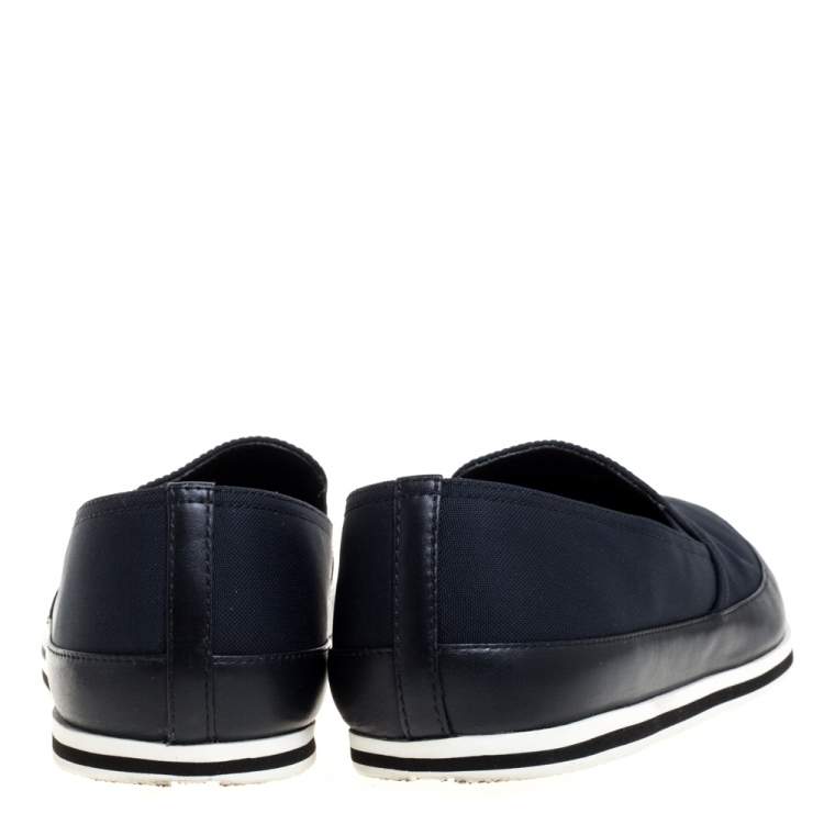 Pre Owned Prada Sports Blue Canvas And Leather Slip On Sneakers Size 42.5