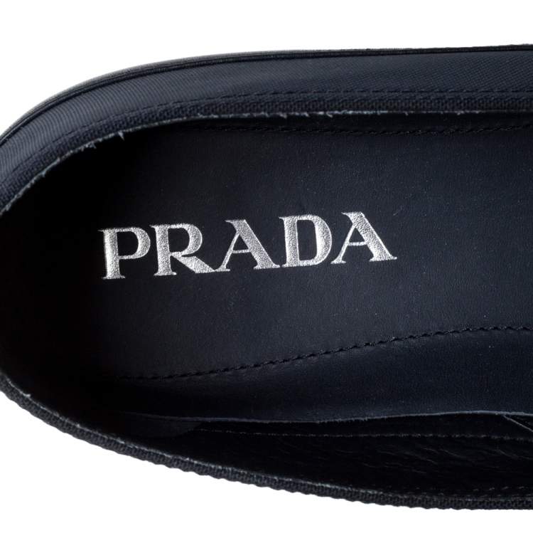 Pre Owned Prada Sports Blue Canvas And Leather Slip On Sneakers Size 42.5