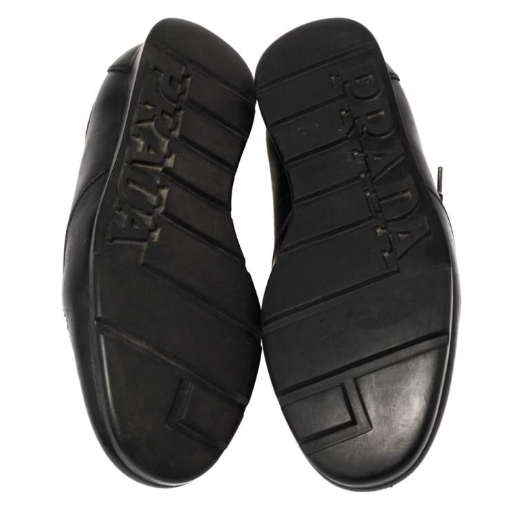 Pre Owned Prada Black Leather Low Top Sneakers Size 41