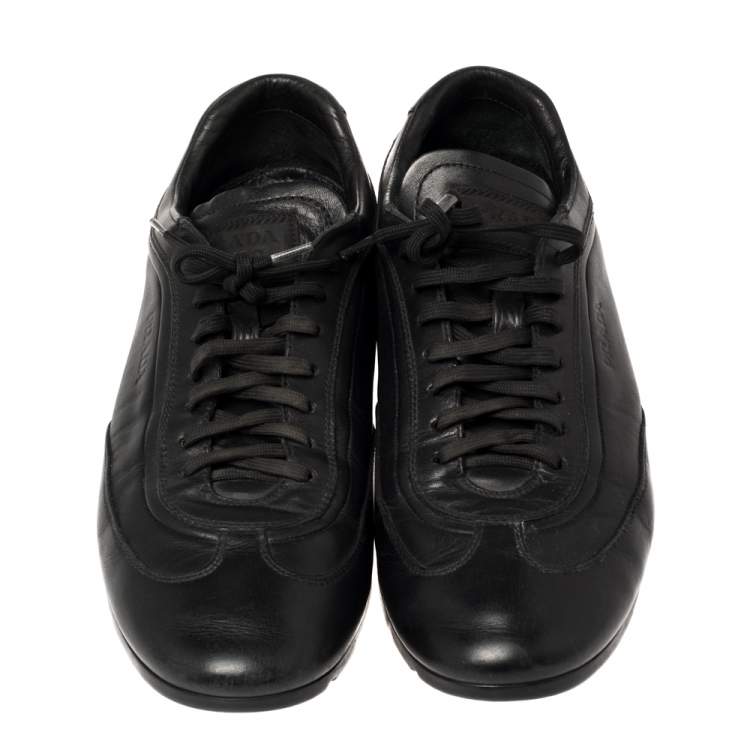 Pre Owned Prada Black Leather Low Top Sneakers Size 41