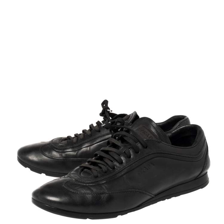 Pre Owned Prada Black Leather Low Top Sneakers Size 41