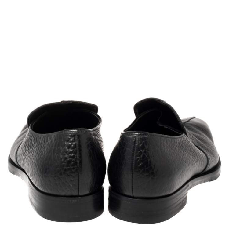 Pre Owned Prada Black Leather Loafers Size 45 
