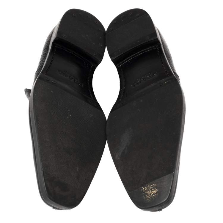 Pre Owned Prada Black Leather Loafers Size 45 
