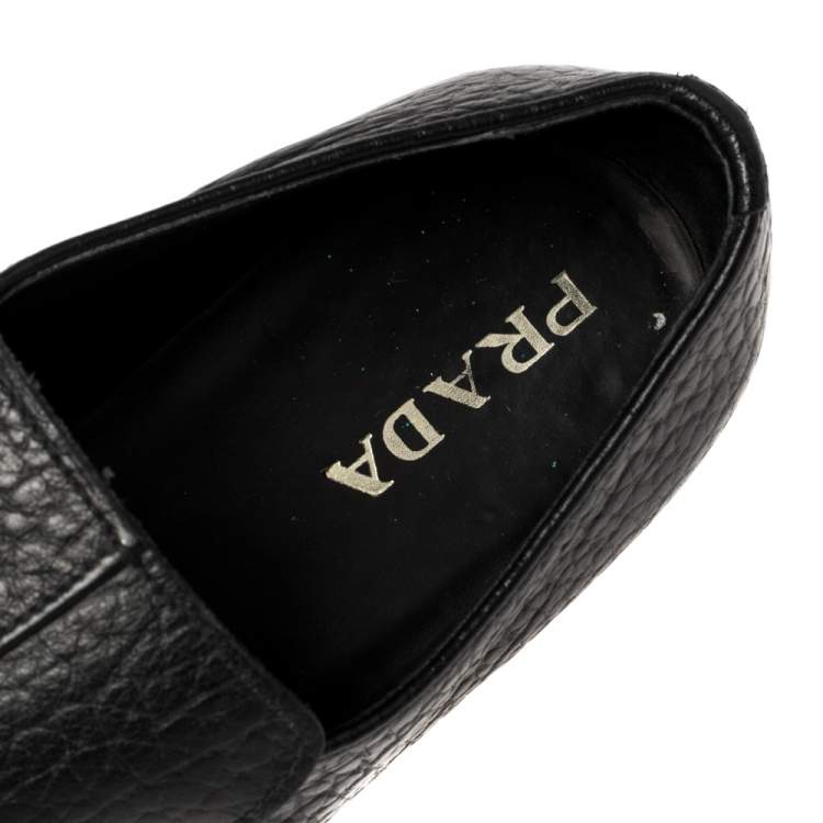 Pre Owned Prada Black Leather Loafers Size 45 