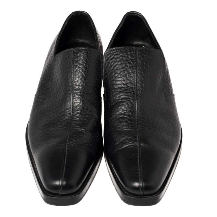 Pre Owned Prada Black Leather Loafers Size 45 