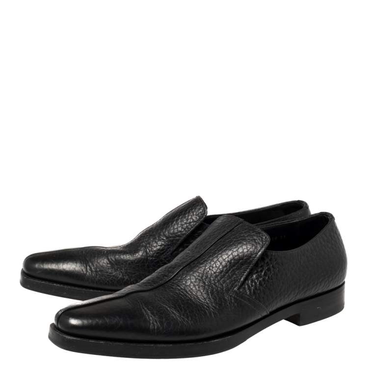 Pre Owned Prada Black Leather Loafers Size 45 