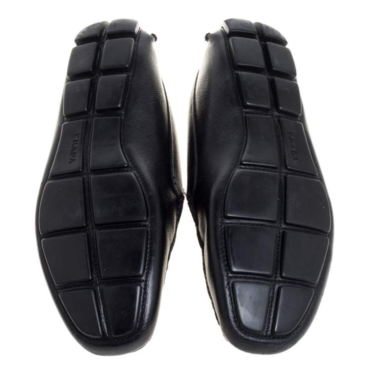 مملوكة مسبقًا Prada Black Leather Penny Slip On Loafers Size 44