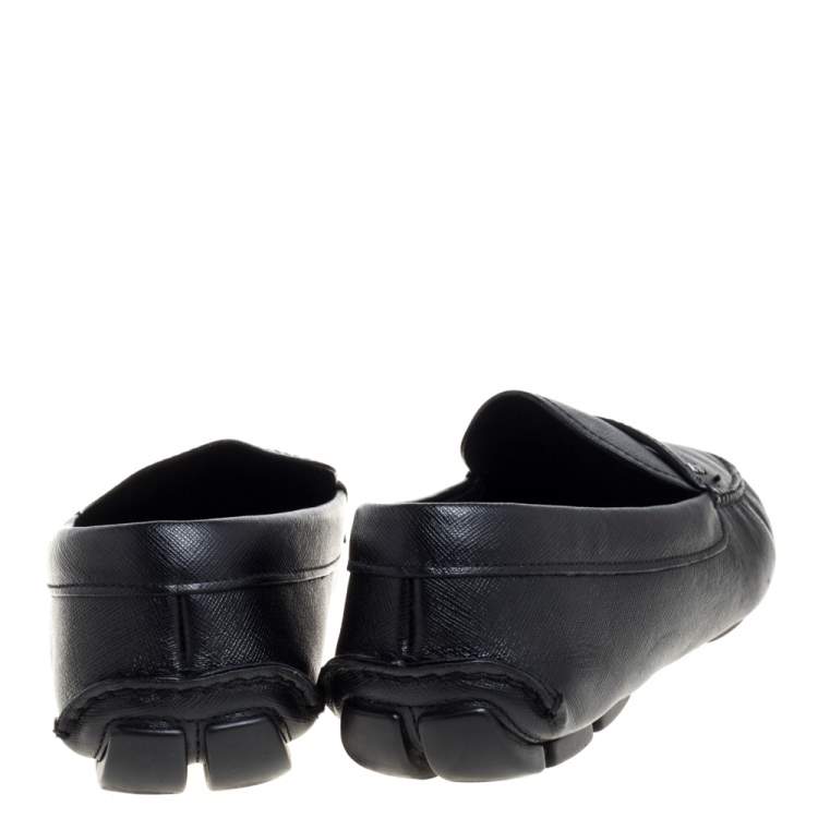 مملوكة مسبقًا Prada Black Leather Penny Slip On Loafers Size 44