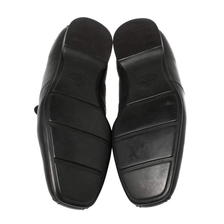 Pre Owned Prada Black Leather Low Top Sneakers Size 42