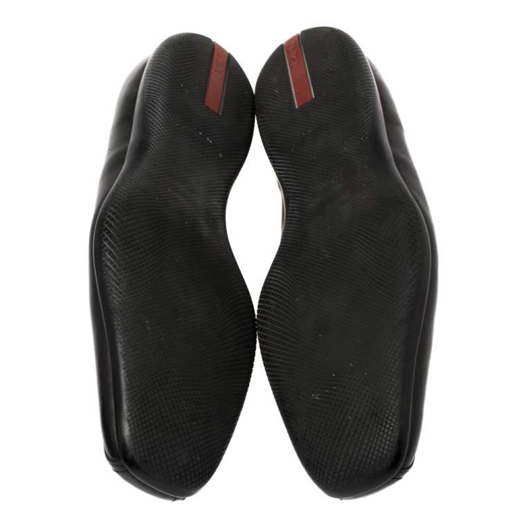 Pre Owned Prada Black Leather Slip On Loafers Size 44