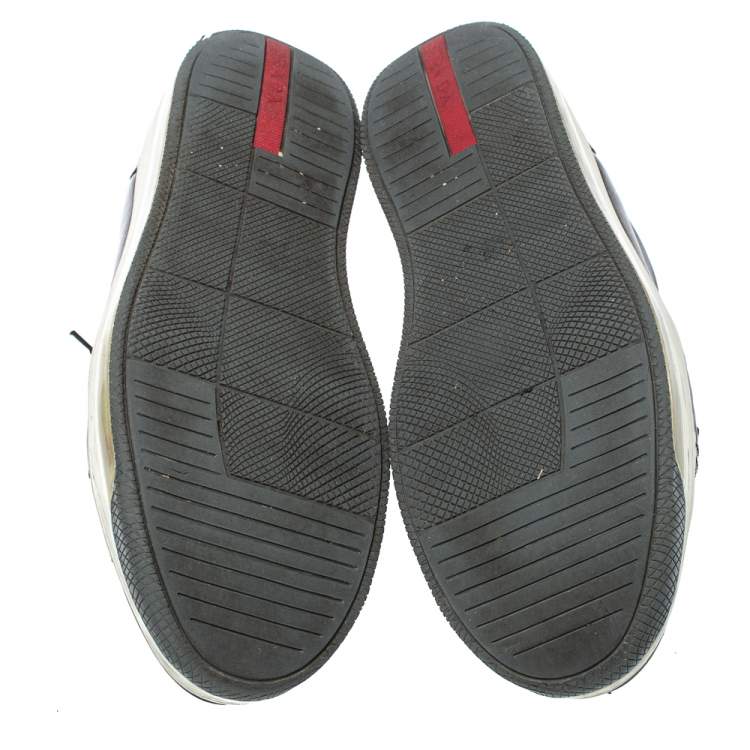 Pre Owned Prada Sports Black Leather Low Top Sneakers Size 43.5