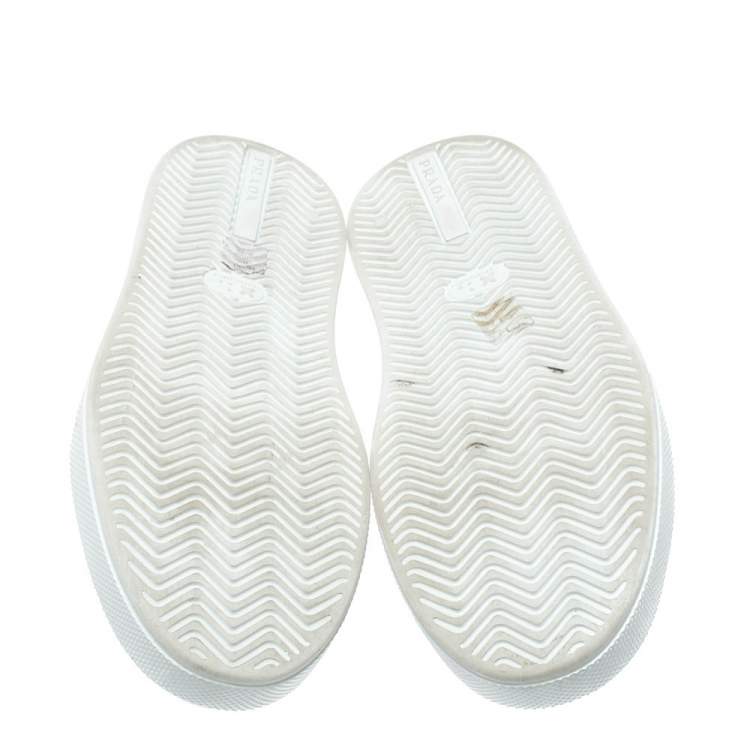 Pre Owned Prada White Leather Soft Calf Sneakers Size 43