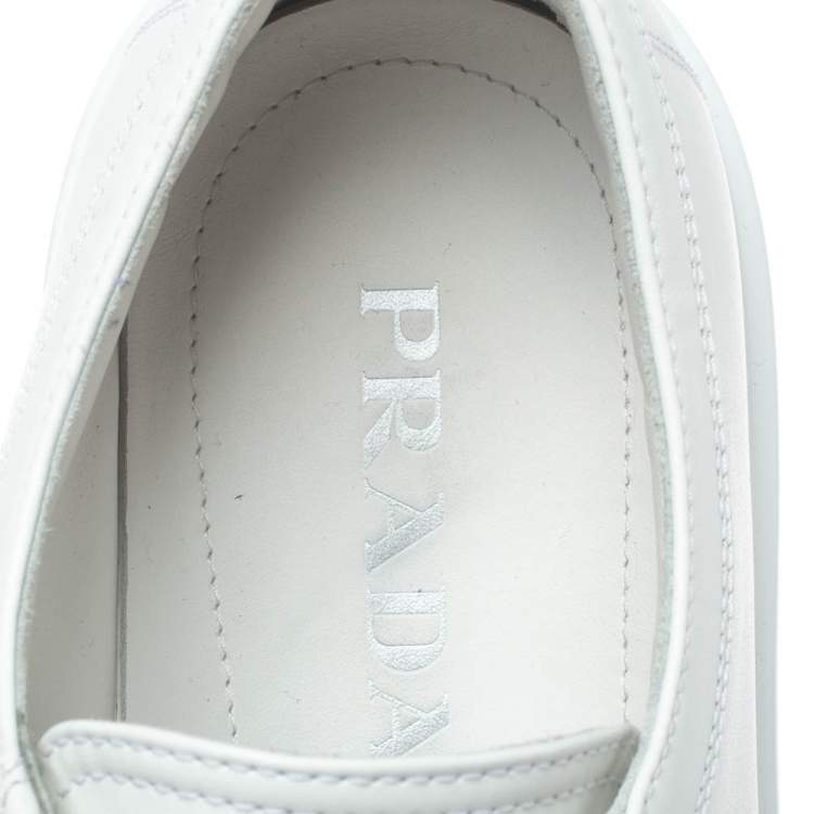 Pre Owned Prada White Leather Soft Calf Sneakers Size 43
