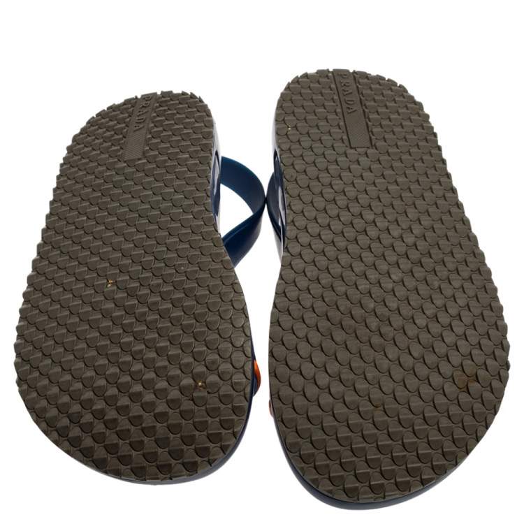 Pre Owned Prada Blue Rubber Slingback  Sandals Size 43